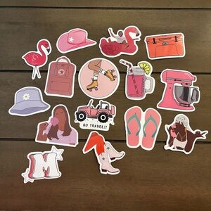 Trendy 15 Sticker Set with Pink and Red Accents